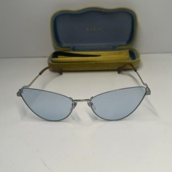 - NEW Gucci GG1006S Cat Eye Sunglasses – Silver / Light Blue 100% AUTHENTIC - Picture 10 of 11